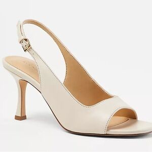Ann Taylor Pearl Leather Square Toe Slingback Sandals- Sz 9.5